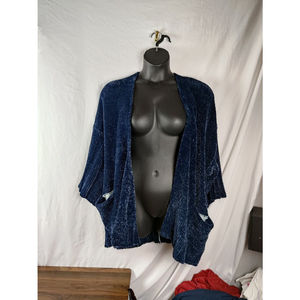 Anthropologie Moth Oversized Chunky Lily Chenille Cardigan Pockets Navy Blue